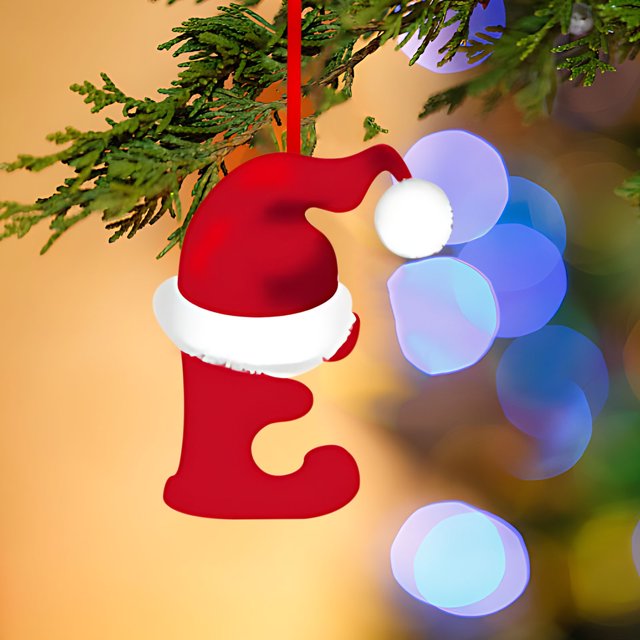 Fridja 26 Letters Christmas Tree Decoration Pendant, Christmas Tree Ornaments Personalized DIY Christmas Ornaments Christmas Decoration Xmas Tree Hanging Decor (E)