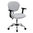thumbnail image 1 of Mid-Back White Mesh Padded Swivel Task Chair with Chrome Base and Arms, 1 of 7