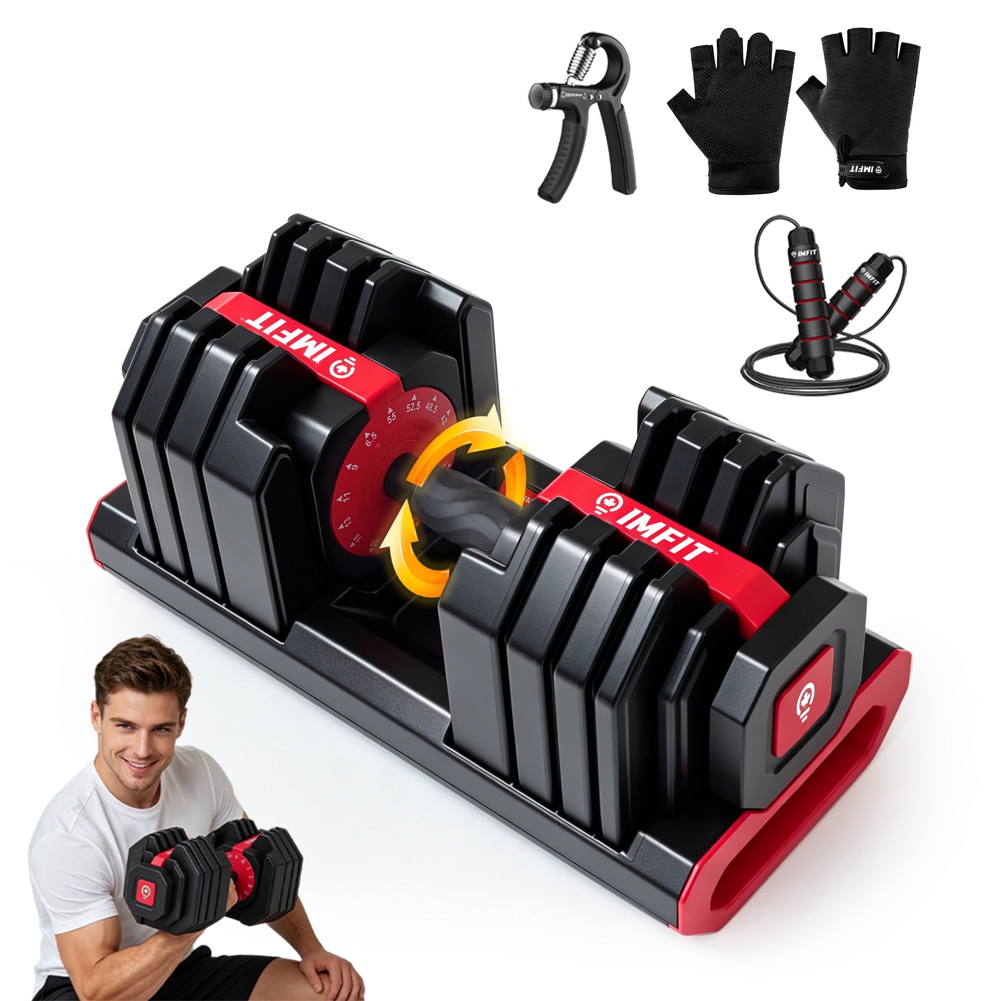 IMFIT Adjustable Square Dumbbells - Up to 55 lbs Weights
