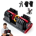 thumbnail image 1 of IMFIT Adjustable Square Dumbbells Set Up to 55 lbs with Adjustable Hand Grip Strengthener, Protective Workout Gloves & High-Speed Jump Rope | Home Gym Free Weight Set, 1 of 8