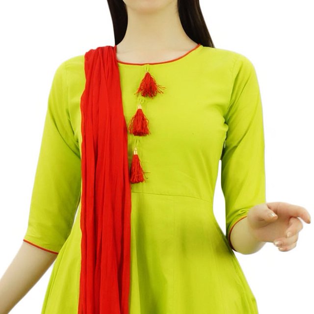 Atasi Robe en Coton Ethnique Indienne Anarkali Verte de Designer pour Femme Salwar Ensemble-18