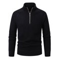 thumbnail image 4 of Sweaters for Men Standing Collar Half Zipper Elasticity Knit Base Long Sleeve, 4 of 9