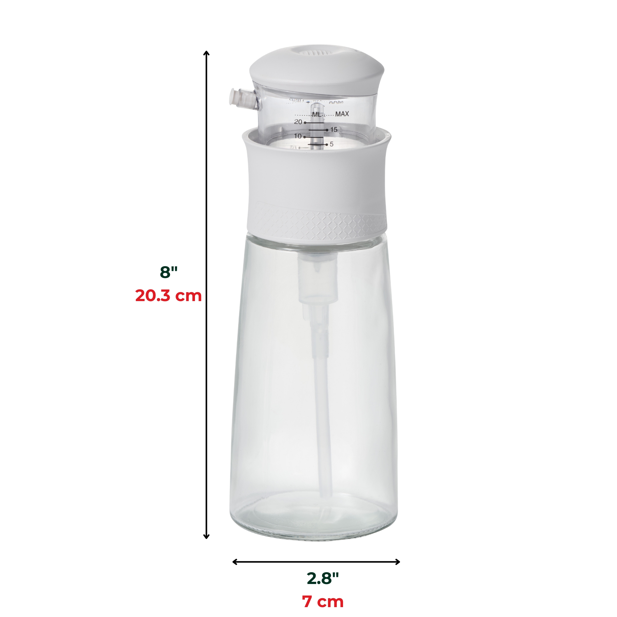 Starfrit Press-Top Oil Dispenser Bottle, Pump Action, 320ml (10oz), Glass Bottle, Dripless Spout, Portion Control, Cooking Salad