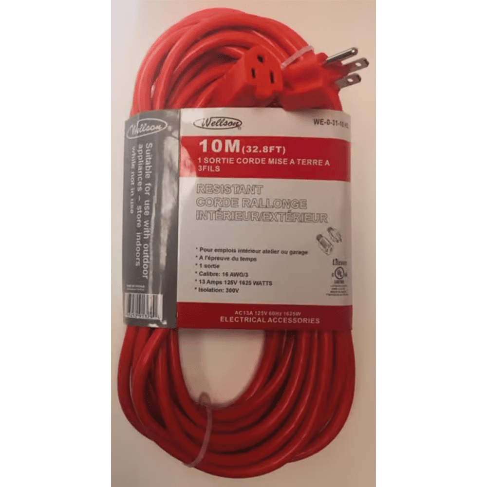 Wellson 10M Heavy Duty Electrical Outdoor Extension Cord-6 Packs