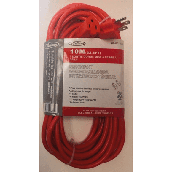 Wellson 10M Heavy Duty Electrical Outdoor Extension Cord-6 Packs