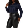thumbnail image 4 of GRACE & GRANDEUR Women's Plus Size Jean Button Outfits Fashion Cropped Denim Jackets, 4 of 6
