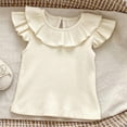 thumbnail image 2 of LLYwey Baby Girls Ruffle Tank Tops - Toddler Casual Ribbed Smocked Sleeveless T-Shirts - Kids Button Keyhole Back Summer Tanks, T-7, Yellow, 6 Months, 2 of 3