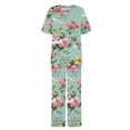 thumbnail image 3 of Hauts à Manches Courtes pour Femmes Costume d'Été Mode Short Imprimé Pantalons Colorés Costume Décontracté Deux Pièces Hauts à Manches Courtes pour Femmes Hauts d'Été pour Femmes avec Manches, 3 of 5