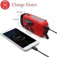 thumbnail image 3 of Dynamo à Manivelle Solaire AM/FM/NOAA Radio Météo Camping Trousse de Survie Charge Mise à Niveau d'Urgence 2000 mAh Rouge, 3 of 5