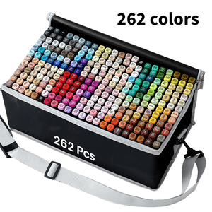 Teetheory 262-Color Alcohol Marker Set, Dual-Tip Design with Fine and Angled Tips, Suitable for Adults and Children's Drawing, Sketching, Illustration
