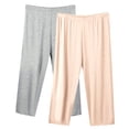 thumbnail image 1 of MeetoTime Lot de 2 Pantalons de Pyjama Capri pour Femmes Pantalons de Détente pour le Sommeil Taille Élastique Capris Grande Taille P-5TG, 1 of 2