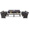 thumbnail image 2 of Costway 8PCS Patio Rattan Furniture Set Cushioned Chair Sofa Table Turquoise Black, 2 of 10