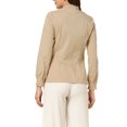 thumbnail image 3 of INSPIRE CHIC Women's Mock Neck Lace Button Up Ruffled Long Sleeve Shirt Blouse Khaki L, 3 of 4