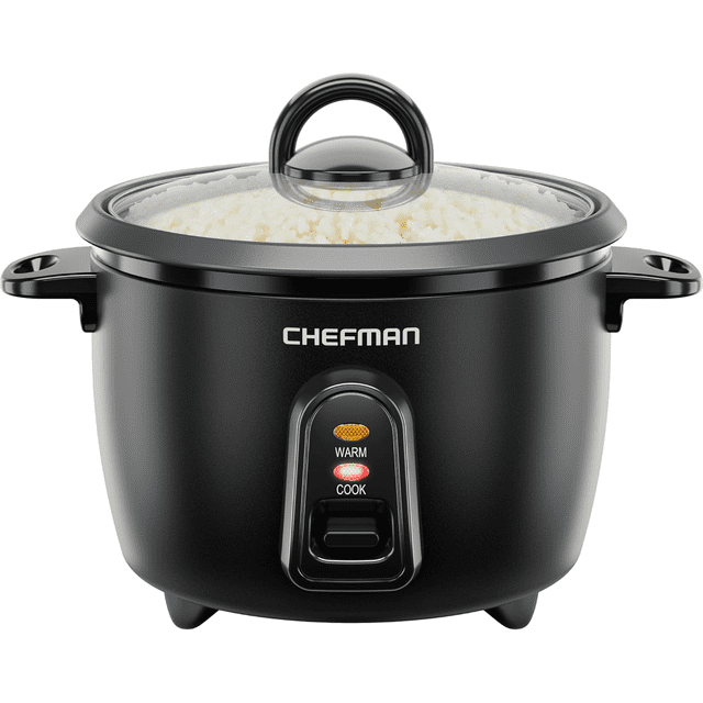 Refurbished Chefman RJ34-10C-M-V2-CA 10 Cup Electric Rice Cooker with Grade Stainless Steel Inner Pot Makes Soups, Stews, Beans, Cereals, Keep Warm Function, Black