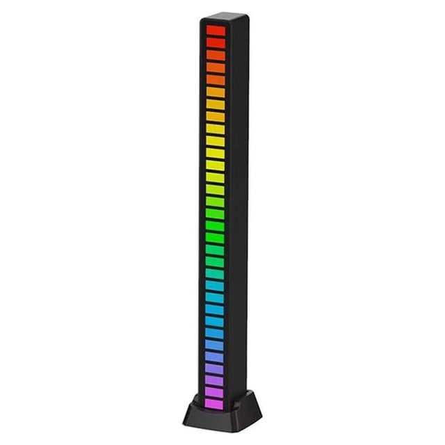 relayinert Home Living Room Desktop RGB Rechargeable Light Gaming Voice Activated Sound Control Wireless Lamp Ambient Lighting 32 Beads Black 1Set