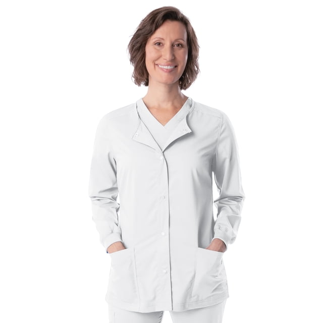 Landau ProFlex Veste de Sarrau pour Femmes : Coupe Moderne Ajustée, Extensible, devant à Boutons-Pression, Col Ras du Cou, Sarraus Médicaux 3038