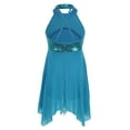 thumbnail image 2 of TSSOE Robes de Danse Ballet pour Filles Enfants Paillettes Costumes de Danse Moderne Contemporaine Justaucorps-Robe Sans Manches Turquoise 16, 2 of 7