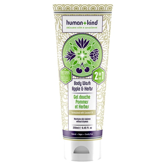 Human+Kind Body Wash | Nourishes Dry Skin with Coconut Oil | SLS-Free, Gentle Enough for Hair and Scalp | Natural, Vegan