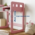 thumbnail image 3 of Kids Desk and Chair Set with Adjustable Height – Wooden Study Table, Cloth Drawer, Book Shelf, Pen Holder – For Homework and Reading – Pink, 3 of 7