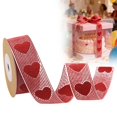 thumbnail image 1 of Heart Print Wired Ribbon,Polyester Craft Wrapping Ribbon for DIY Wedding Gift and Event Decoration,1 Roll,I,1PC, 1 of 10