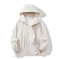 thumbnail image 2 of WRKEKC Heavy-Duty Waterproof Work Jacket Windproof Hooded Long Sleeve Rugged Raincoat for Outdoor Construction and All-Weather High-Visibility Work Commute Khaki XL, 2 of 8