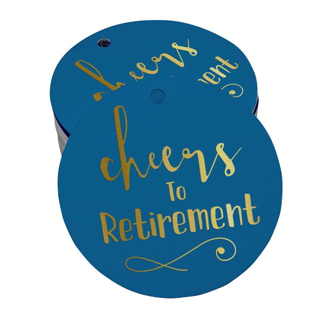 Inkdotpot Pack Of 100 Real Gold Foil Paper Tags Cheers To Retirement Favor Hang Tags
