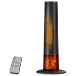Oylus Tower Heater for Indoor Use - 25" Portable Space Heater with 3D Flame, Remote, Adjustable Thermostat, 2 Heat Modes, Multiple Safety Protection, 12H Timer, Quie