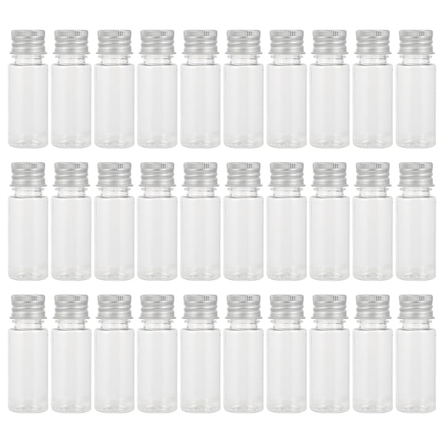 Miangastore 30pcs Aluminum Caps Plastic Bottles Empty Transparent Plastic Bottles with Lids