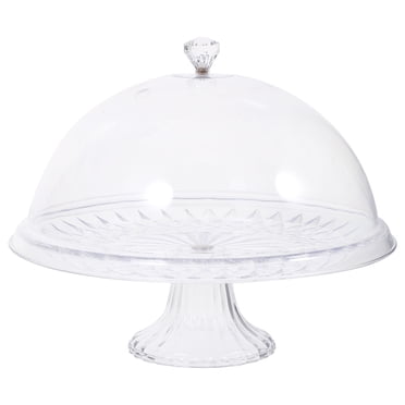 KAKOWELY Transparent Acrylic Cake Stand with Dome for Kitchen Creative Design Keeps Food Fresh and Dust Free 1 Set,8.46"X8.46"X8.66"