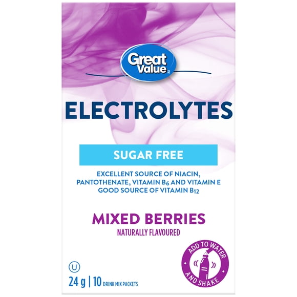 Great Value Sugar Free Naturally Flavoured Mixed Berries Electrolytes Drink Mix Packets