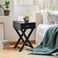 thumbnail image 4 of Costway Table de Chevet 2 Pcs en X avec Tiroir, Table d'Appoint Latérale Moderne pour la Maison, Noir, 4 of 10