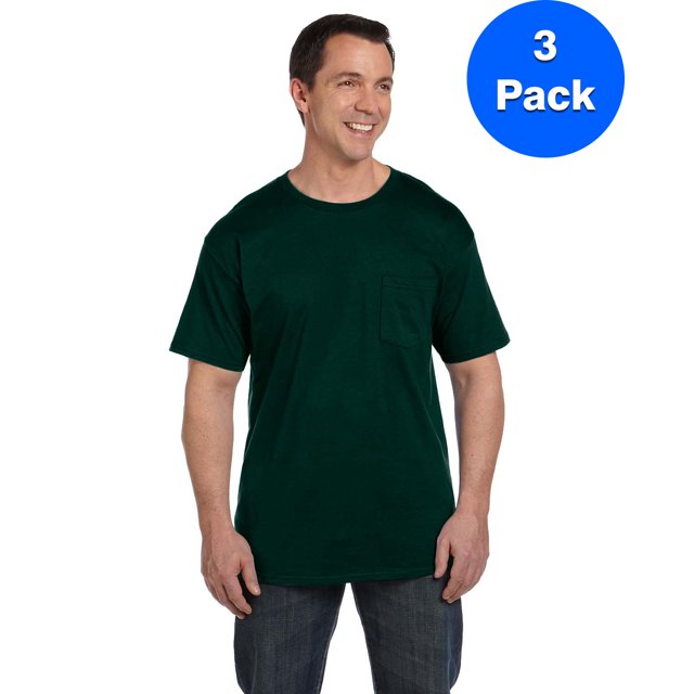 Hanes Men's Beefy-T avec Poche - 5190P (Lot de 3)