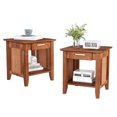 thumbnail image 1 of Gymax 2PCS Boho Style Nightstand 3-Tier Sofa Side End Table w/ Drawer & Shelf Walnut, 1 of 8