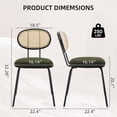 thumbnail image 4 of Rattan Dining Chairs Set of 2, Mid Century Dining Room Chairs with Metal Legs, Modern Velvet Upholstered, Mesh Back Cane Kitchen Chair for Dining Room, Kitchen, Living Room, Green, 4 of 8