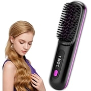 Numoya Go Brush Pro, Portable Cordless Hair Straightener Brush, Black