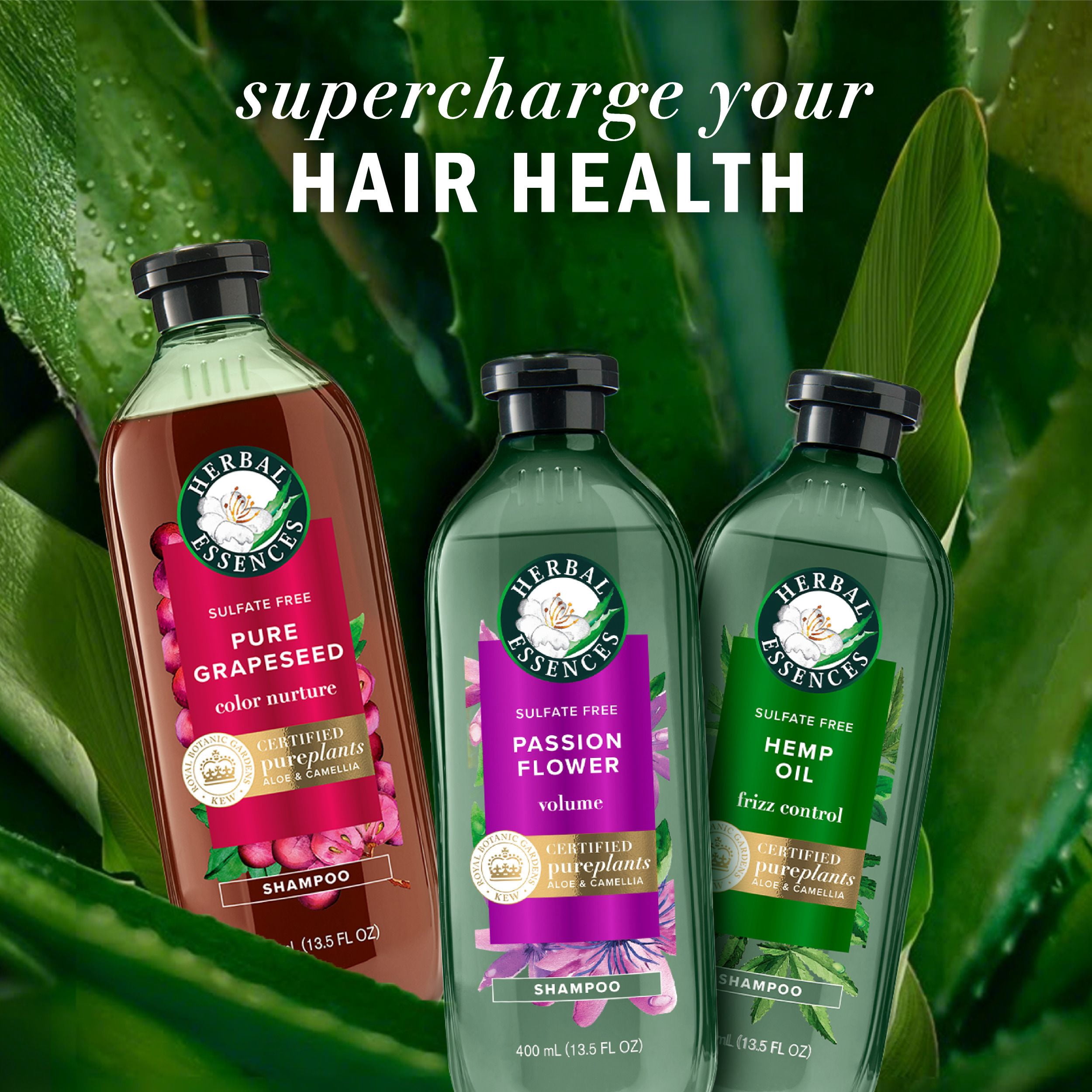 Shampooing sans sulfate Herbal Essences Abondants et épais à la passiflore, 400 mL