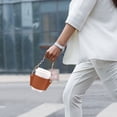 thumbnail image 3 of XZNGL Chain Portable Coffee Cup Cover Leather Beverage Handbag Heat Insulation Hot Separation Cup Cover Hanging Portable, 3 of 9