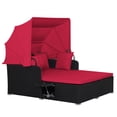 thumbnail image 1 of Topbuy Outdoor Daybed with Retractable Canopy, Black PE Rattan, Sunbed, Red, 1 of 9