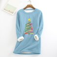 thumbnail image 1 of Meichang Chandail en Molleton pour Femmes Grande Taille, Graphique d'Arbre de Noël, Chandail Doublé Sherpa, Chaud pour l'Hiver, Manches Longues, Col Rond, Chandail à Enfiler, Bleu Pâle, TTTTG, 1 of 4