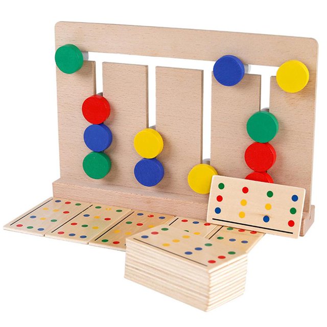 facefd Kids Wooden Four-Color Game Color Matching Board Toy Early Childhood Education Learning Toys