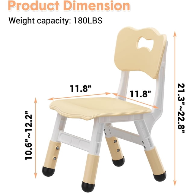 OUYAWEI 2 Pack 3-Level Height Adjustable Child Chair Non-Slip Pads 180 Lbs Plastic Nursery Wood Color Home Classroom