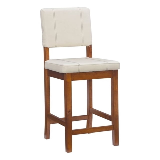 Linon Milano 24.8" Wood Counter Stool in Cream