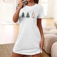 thumbnail image 5 of Sakmal Robe de Nuit Douce Moomoo pour Femmes Blanche Grande Taille Confortable de Noël Robe de Sommeil Imprimé Arbres de Noël Manches Courtes Col Rond Courtes Robes de Nuit P-2TG, 5 of 5