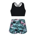 thumbnail image 2 of Girls 3Pcs Racer Back Top with Briefs and Booty Short Gymnastics Dance Sport Outfits Lily 8, 2 of 7