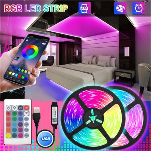 EGNMCR RGB Led Strip Lights 16.4ft 5V USB Powered Color Changing Light Strip With Remote 30mins Timing Off Moods Lighting A chopper