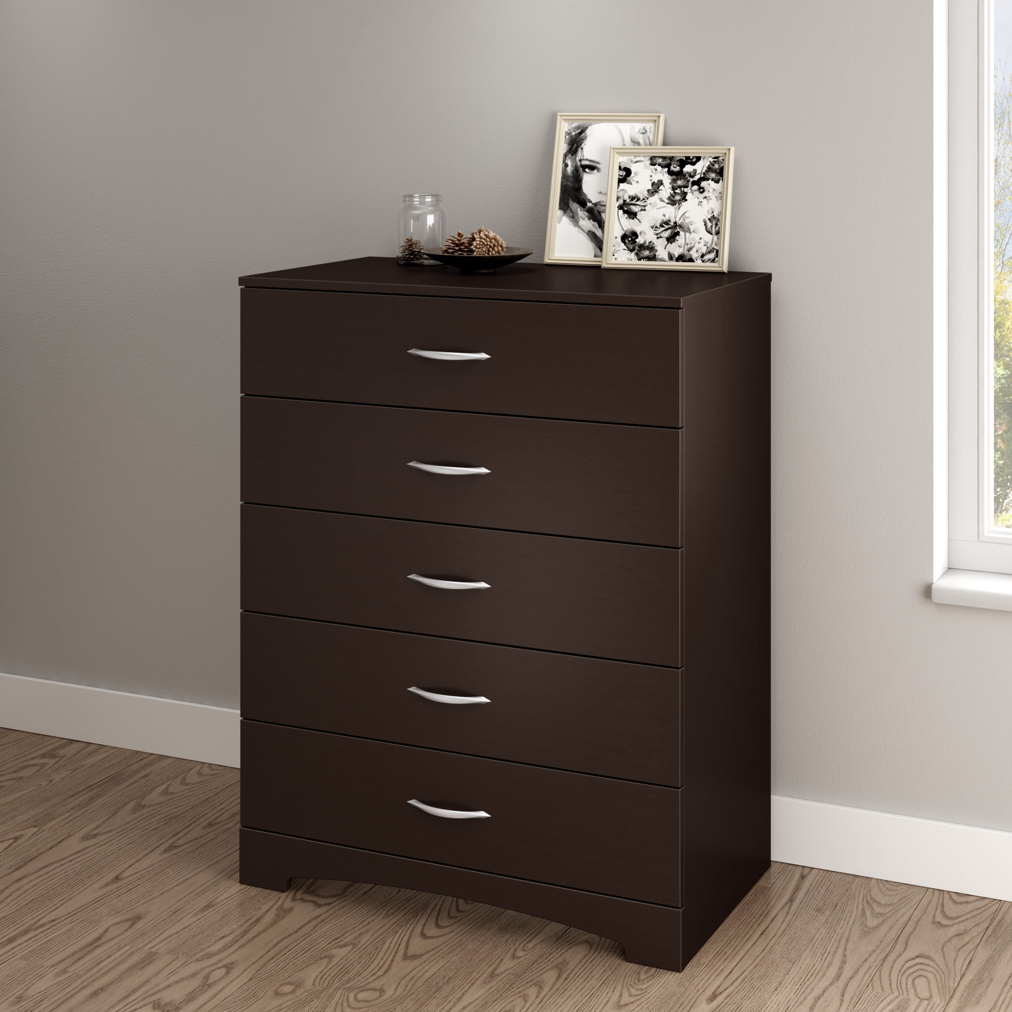 Commode 5 tiroirs pour Adulte, fini Chocolat, collection Step One de Meubles South Shore