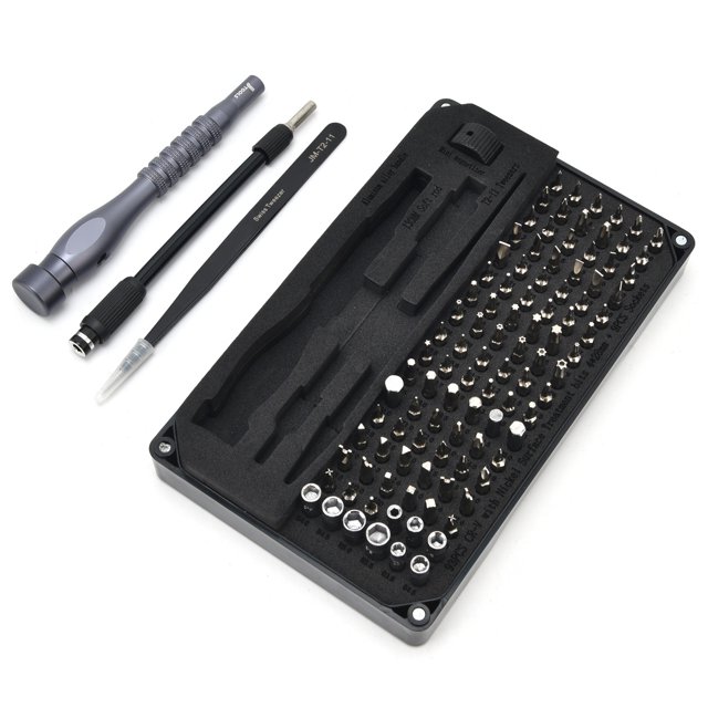 106Pcs Kit de Réparation de Tournevis Précis Ensemble d'Outils 4x28mm CRV Embouts Nickelés JM8177