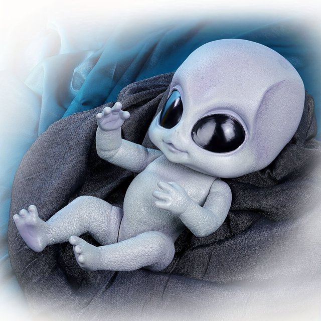 Poupée Alien Bébé Réaliste en Vinyle Dur 14 Pouces/35cm, Vinyle Détaillé à la Main