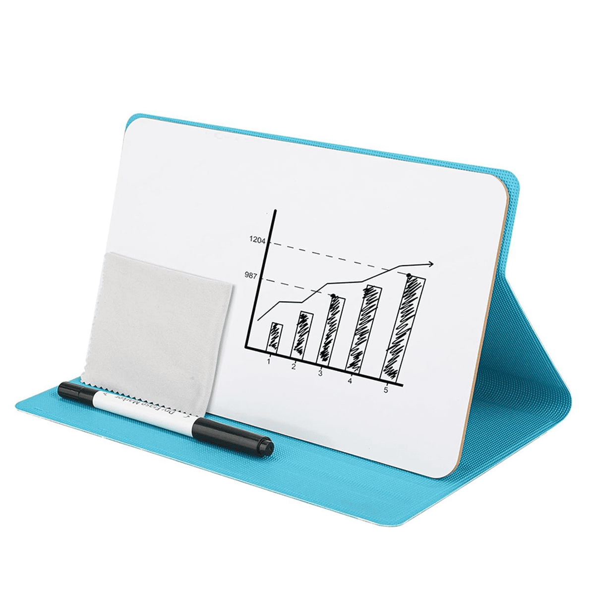 Portable Small Whiteboard, Reusable Mini Magnet Dry Erase Board with Marker Wipe Cloth Magnetic Dry Erase Board Blue