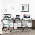 thumbnail image 4 of Gymax L-Shaped Reversible Computer Desk 2-Person Long Table w/Monitor Stand Brown, 4 of 10